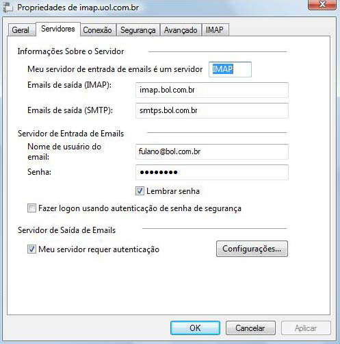 Selecione a conta BOL criada e clique no bot�o 'Propriedades'