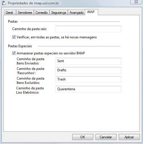 Preencha as portas de SMTP e IMAP