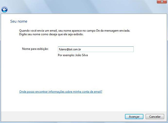 Digite seu nome e clique em 'Avan�ar'