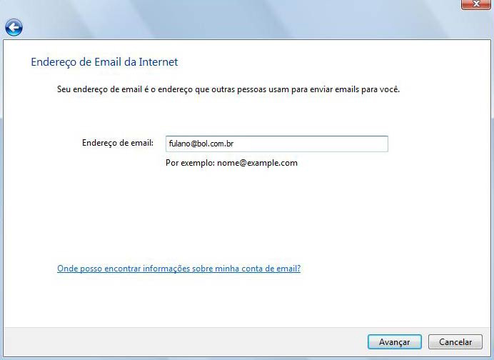 Digite seu endere�o completo de e-mail e clique em 'Avan�ar'