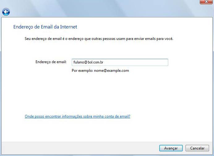 Preencha as configura��es de servidores de e-mail